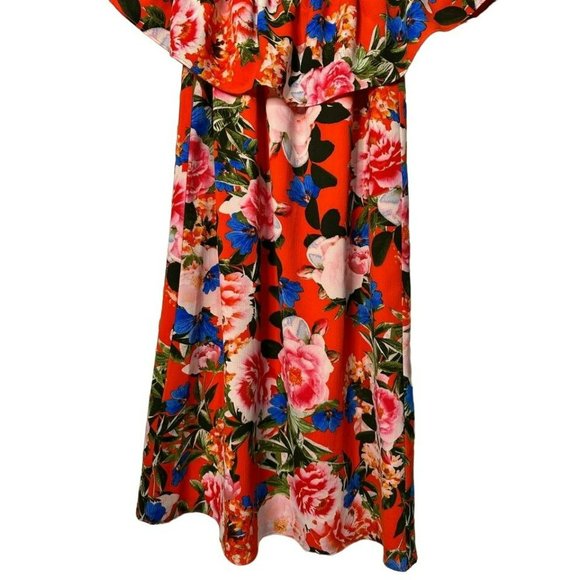 Rose & Olive Elastic Off The Shoulder Floral Mini Flowy Ladies Dress SZ XS - Picture 7 of 7